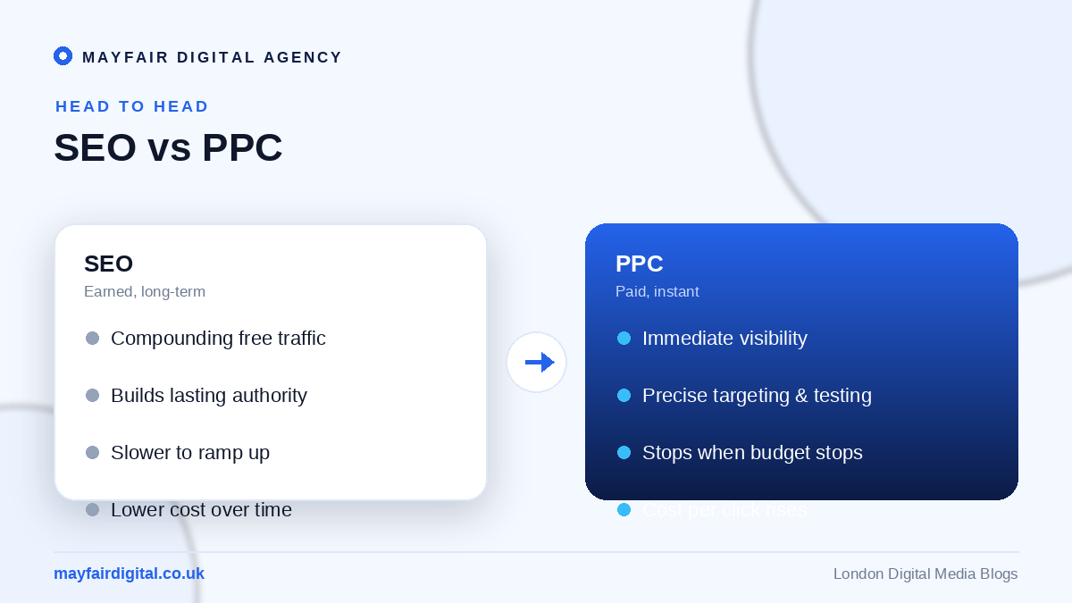 The Eternal Digital Dilemma: Organic Growth Versus Paid Visibility SEO vs PPC head to head comparison