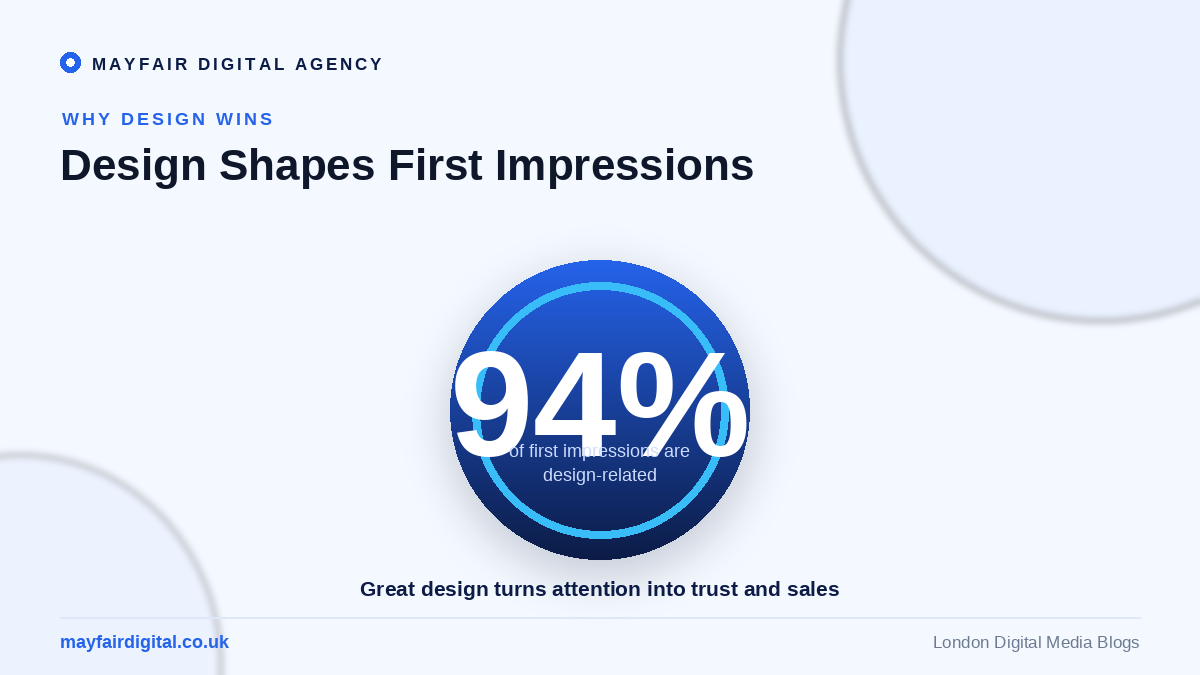 The Top Graphic Design Agency: Mayfair Digital Agency 94 percent of first impressions are design-related