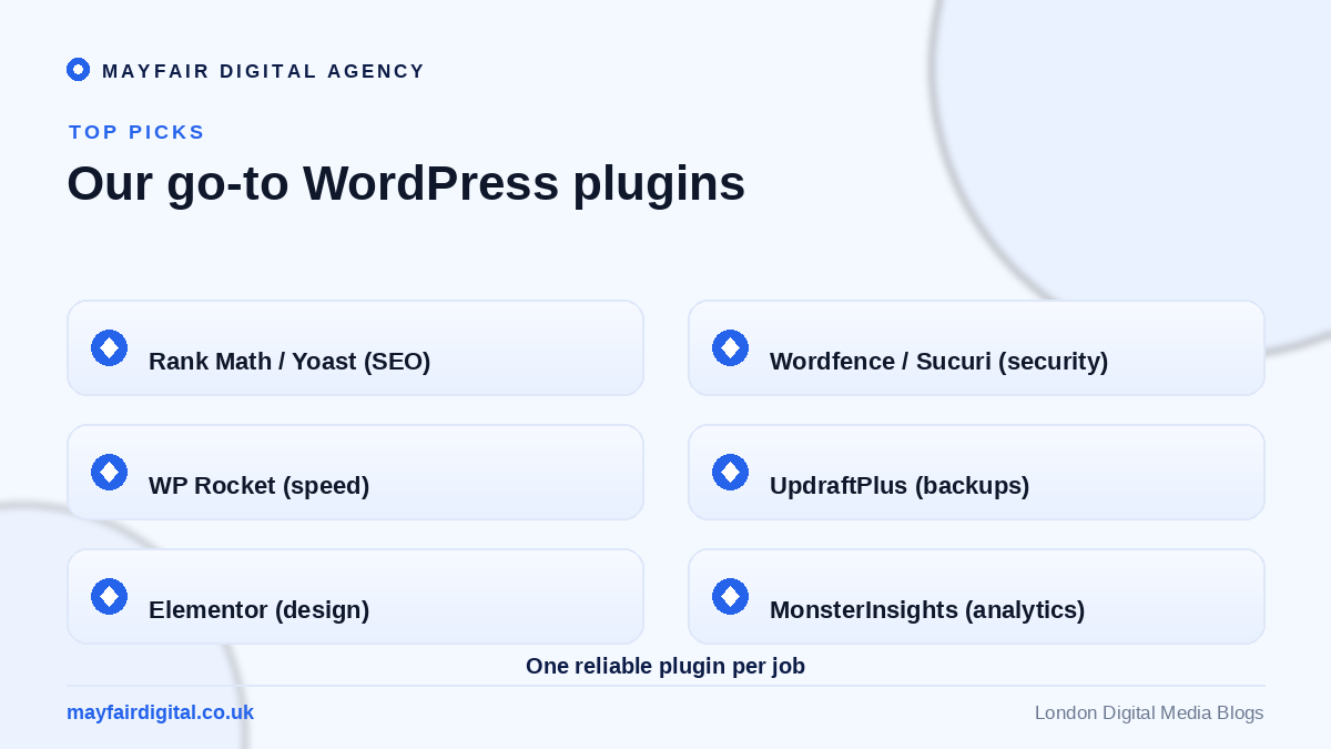 The Top WordPress Plugins You Need for Your Website Top WordPress plugin picks for SEO, security, speed, backups, design and analytics