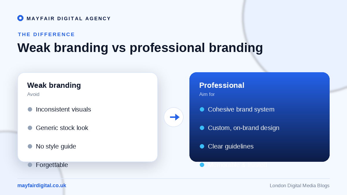 The Role of Graphic Design in Building Brand Identity Weak branding versus professional branding compared
