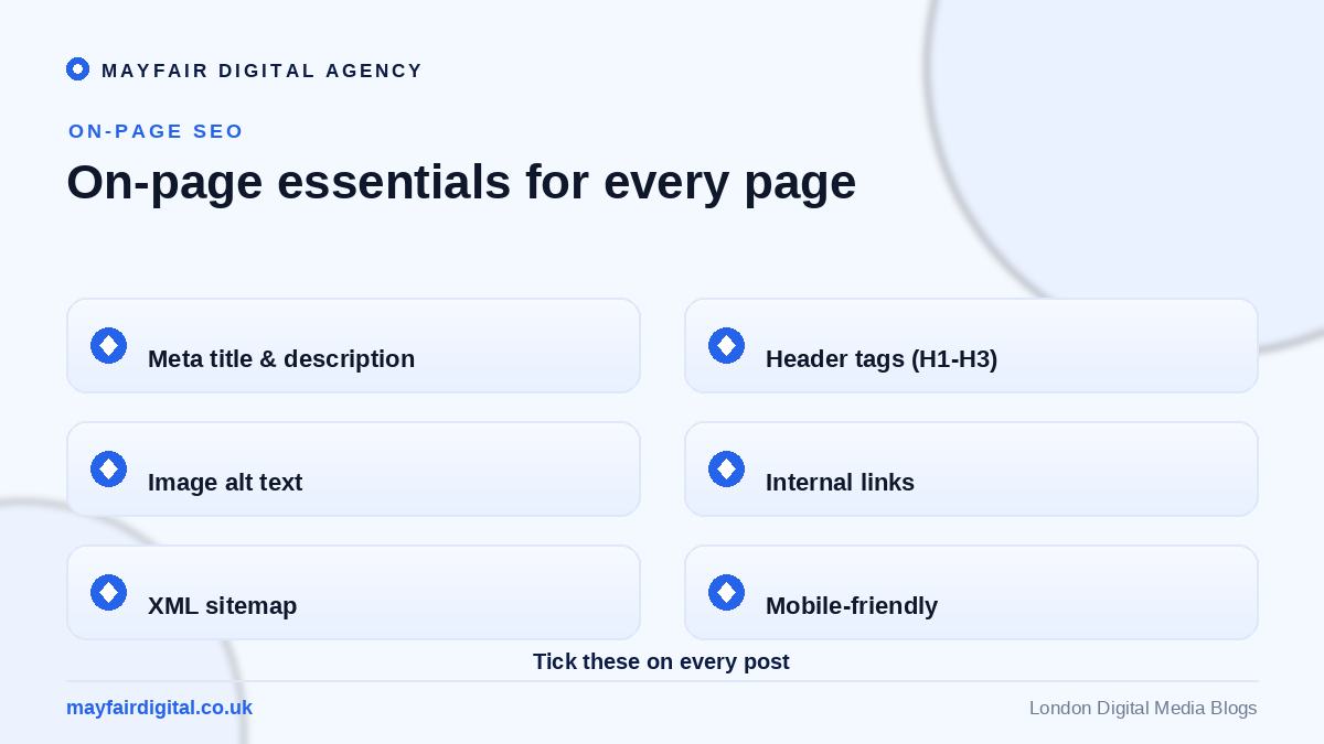 WordPress SEO Tips: How to Optimise Your Site for Search Engines On-page SEO essentials: meta tags, headers, alt text, internal links, sitemap, mobile